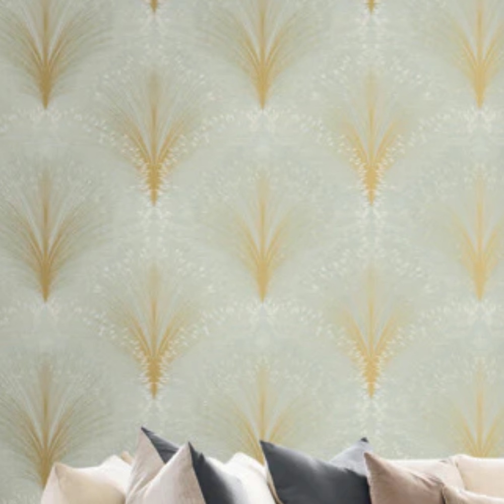 NWT YORK Wallpaper Non Woven 2 Double Rolls Papyrus Plume Sage Oi0682 Art Deco